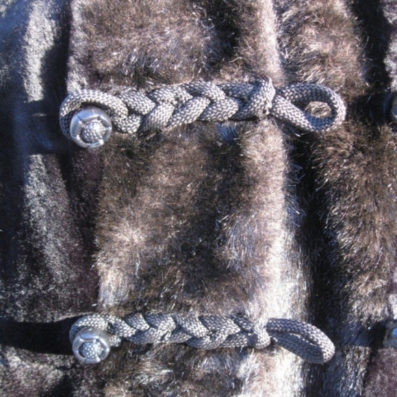 PLUSH VINTAGE BROWN/BLACK - SHEERED FAUX FUR FULL LENGTH COAT SIZE: MEDIUM~LARGE - Picture 9 of 9